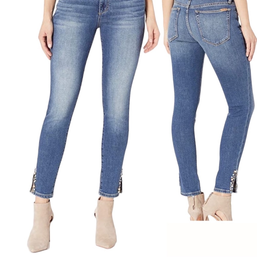 Joe's The Icon Mid Rise Skinny Ankle Jewel Accents Jeans in Cleo Size 28